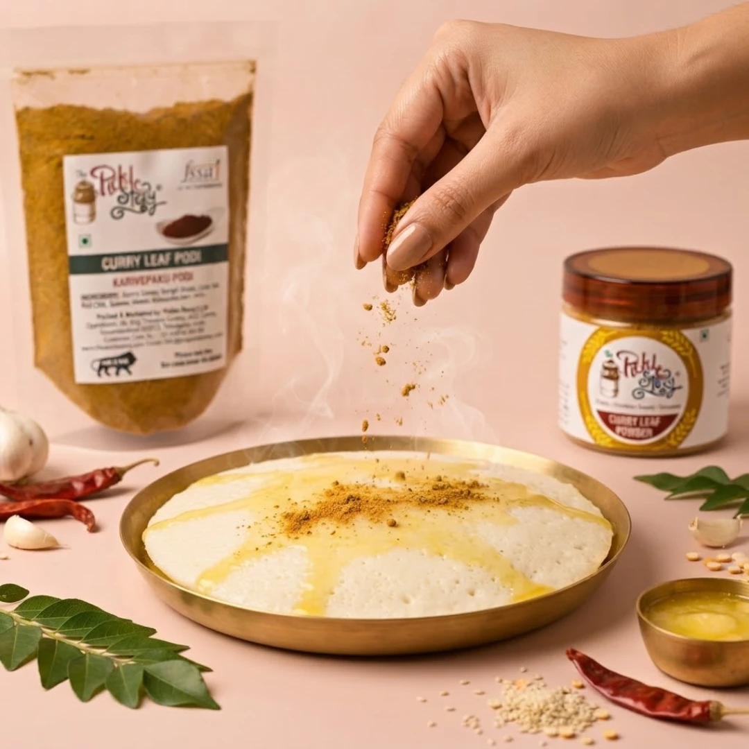 The Pickle Story Curry Leaf Powder | Traditional Karivepaku Podi | Shade-Dried South Indian Spice Mix-1