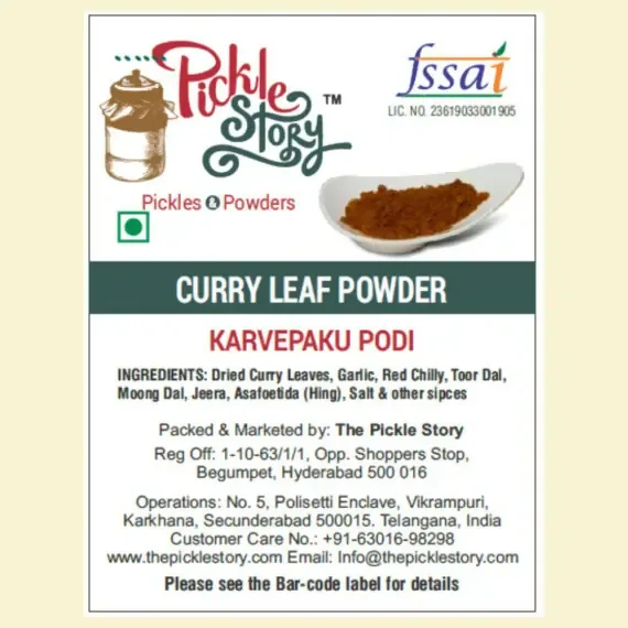 The Pickle Story Curry Leaf Powder | Traditional Karivepaku Podi | Shade-Dried South Indian Spice Mix-4