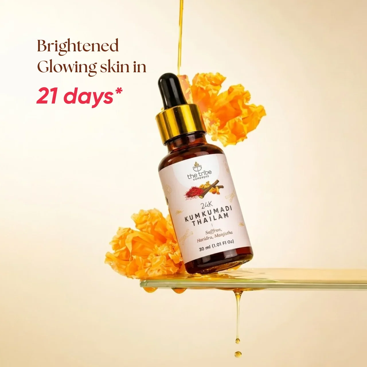 The Tribe Concepts 24k Kumkumadi Thailam | Skin Brightening Face Oil | Ayurvedic Night Treatment for Golden Glow-5