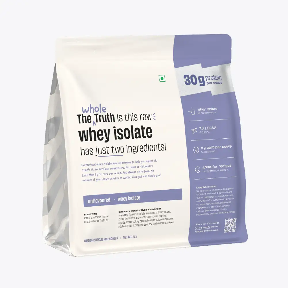 The Whole Truth Whey Protein Isolate Unflavoured | Clean & Digestible | High Protein