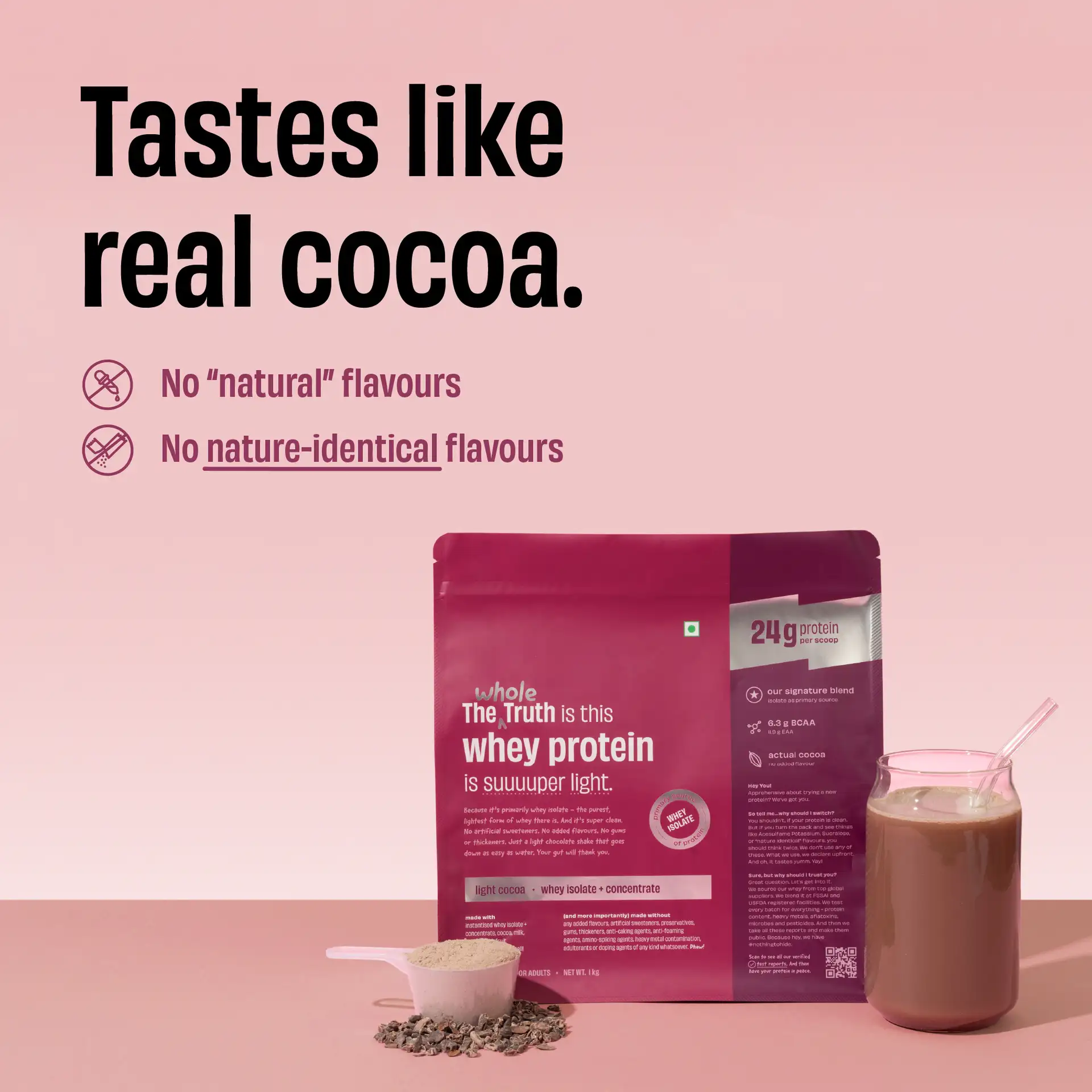 The Whole Truth Whey Protein Isolate+Concentrate | Light Cocoa Protein Powder | Clean and Easy to Digest Formula-2