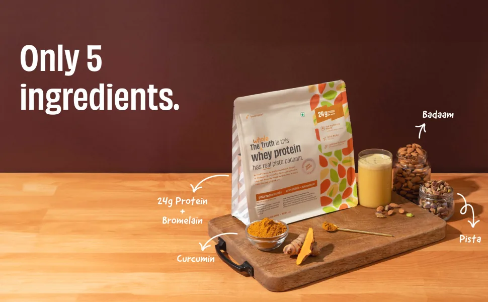 The Whole Truth Whey Protein Isolate+Concentrate - Pista Badaam Shake | Clean Digestible Protein Powder-5