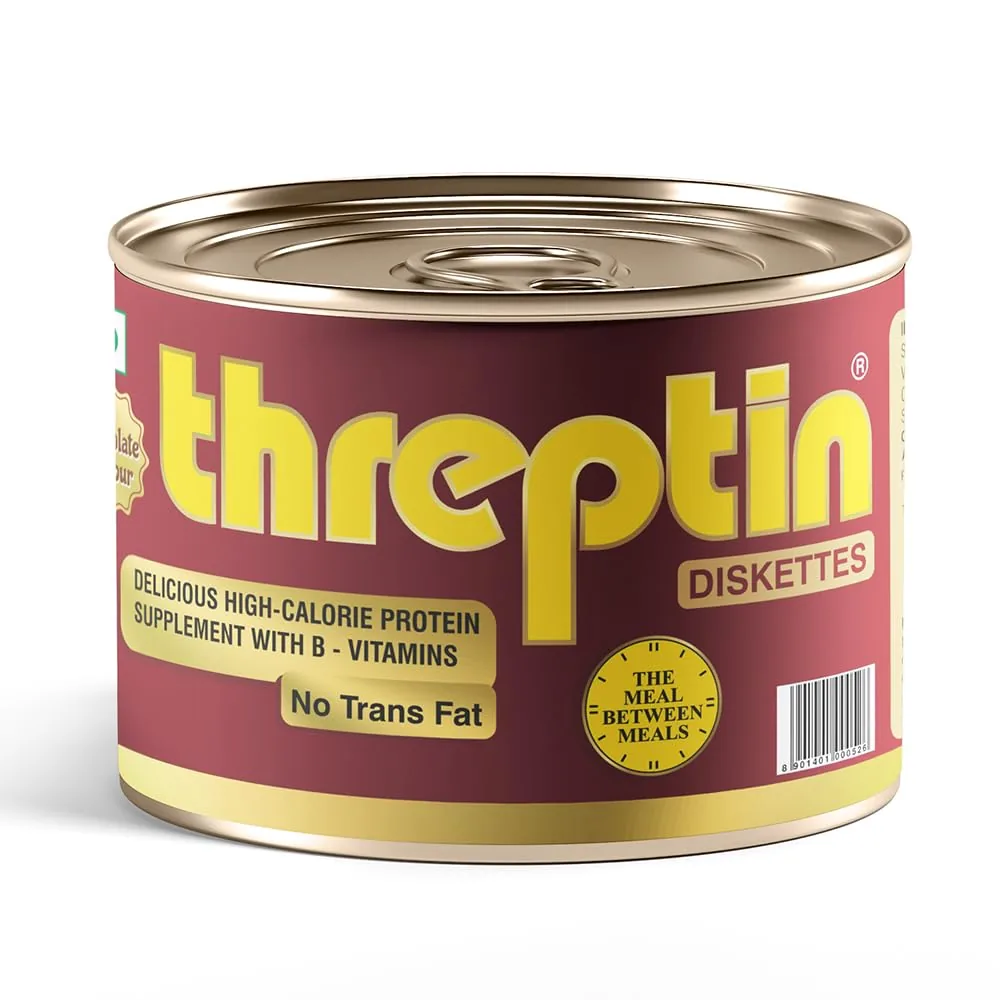 Threptin High-Calorie Protein Diskettes | Vanilla Flavored Nutritional Biscuits | Sustained Energy & Hunger Relief