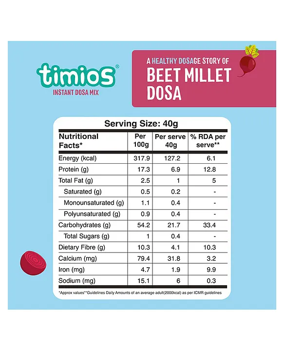 Timios Organic Beetroot Millet Dosa Mix-3