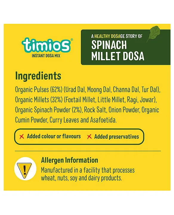 Timios Organic Spinach Millet Dosa Mix-4