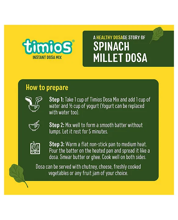 Timios Organic Spinach Millet Dosa Mix-5