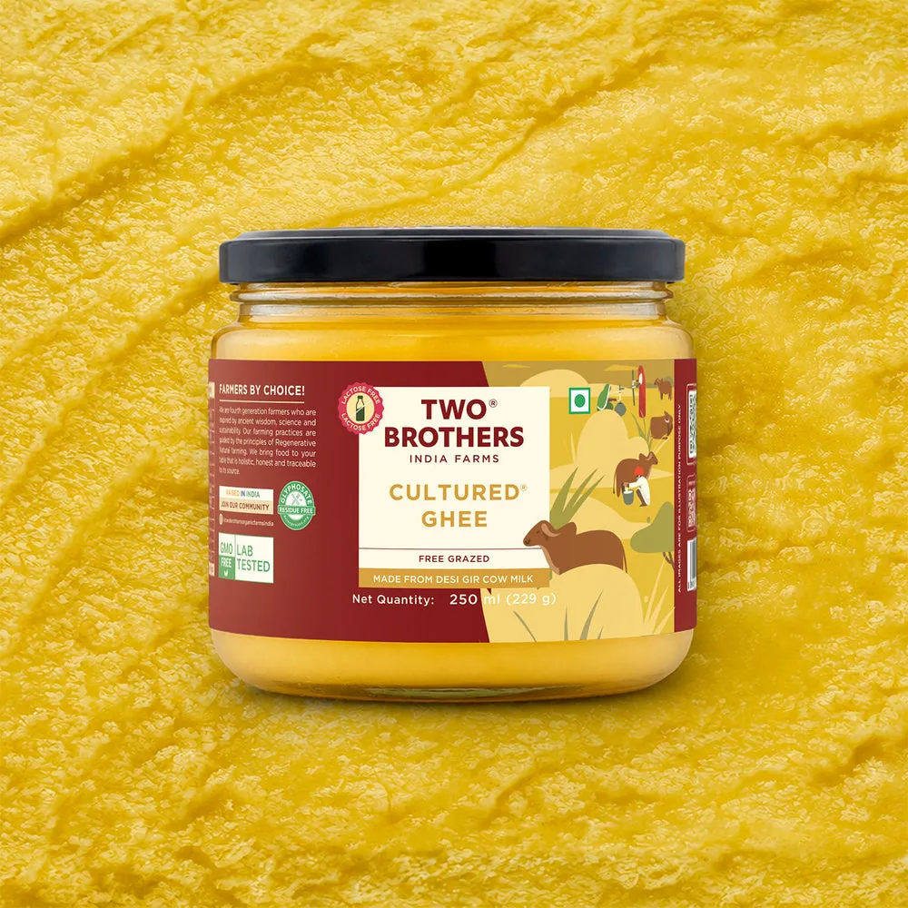 Two Brothers Organic Farms A2 Gir Cow Cultured Ghee | Curd-Churned Bilona Ghee | Certified Glyphosate-Free -- 250 ml -2