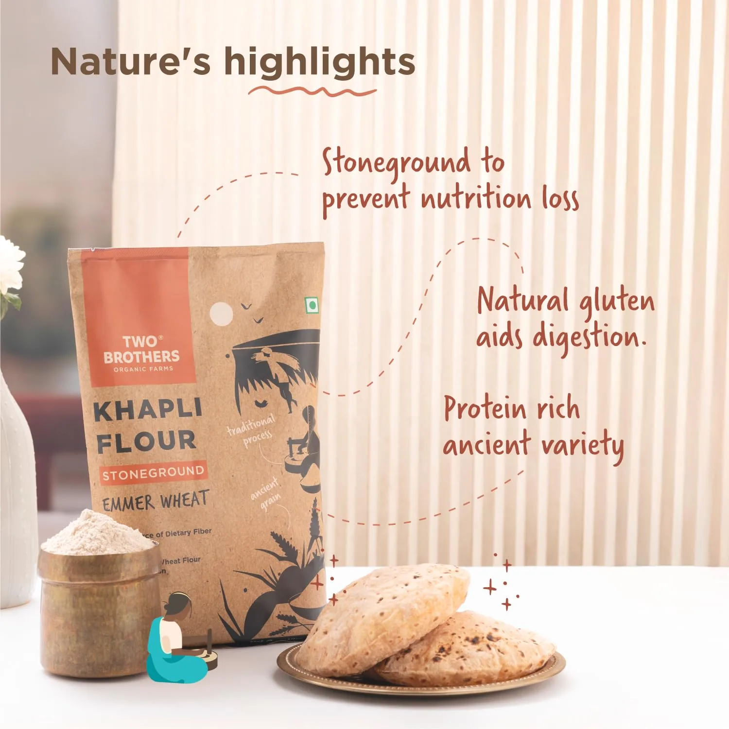 Two Brothers Organic Farms Khapli Flour | Ancient Emmer Wheat | Stone-Ground & Nutritious-1