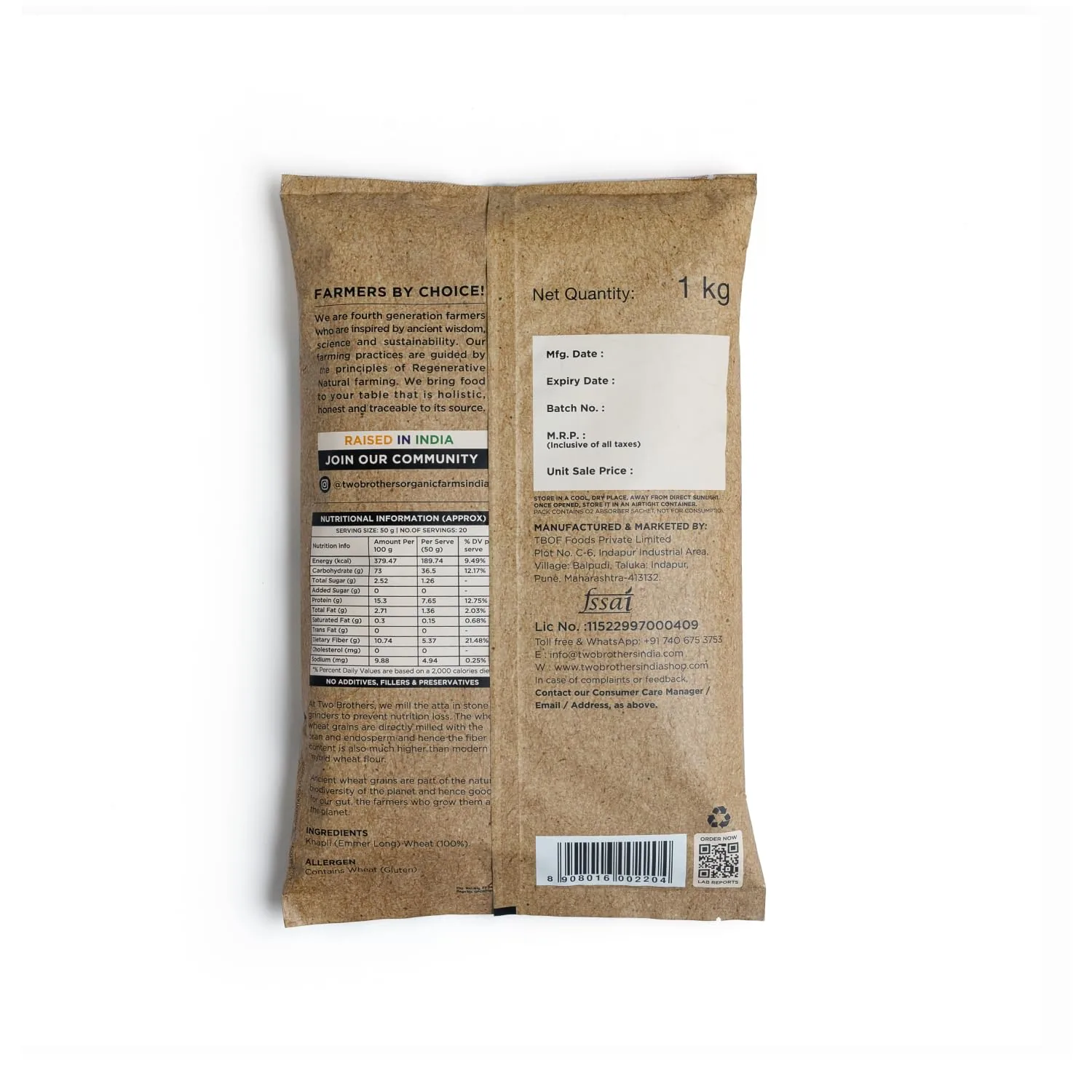 Two Brothers Organic Farms Khapli Flour | Ancient Emmer Wheat | Stone-Ground & Nutritious-2
