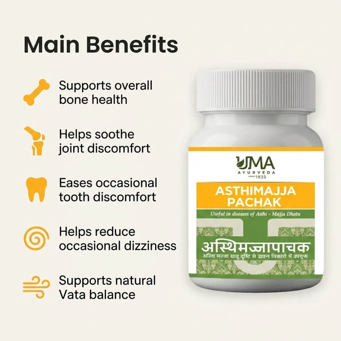 Uma Ayurveda Asthimajjapachak Tablets | Classical Ayurvedic Formula | Bone, Joint & Marrow Support-1