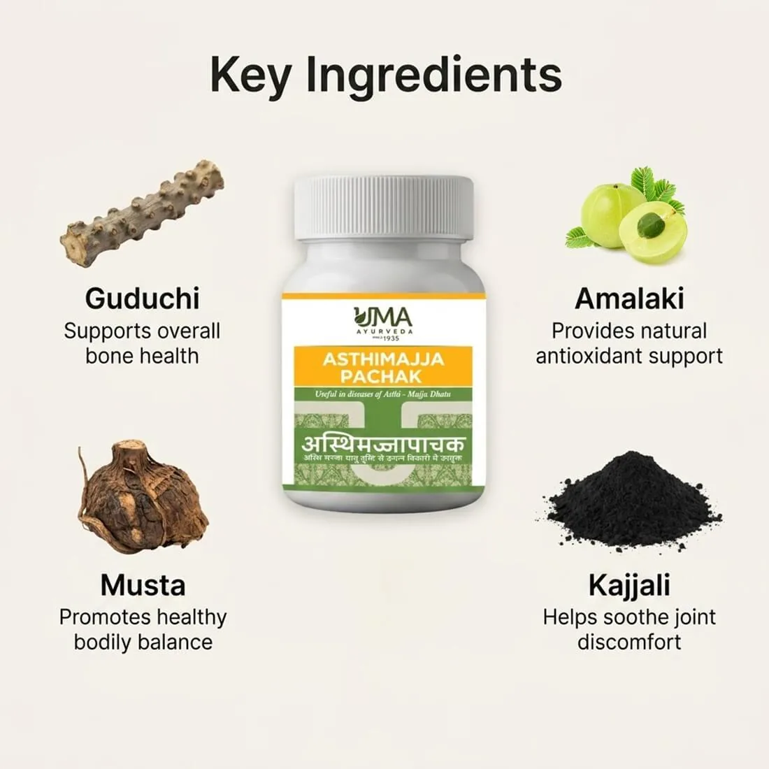 Uma Ayurveda Asthimajjapachak Tablets | Classical Ayurvedic Formula | Bone, Joint & Marrow Support-2