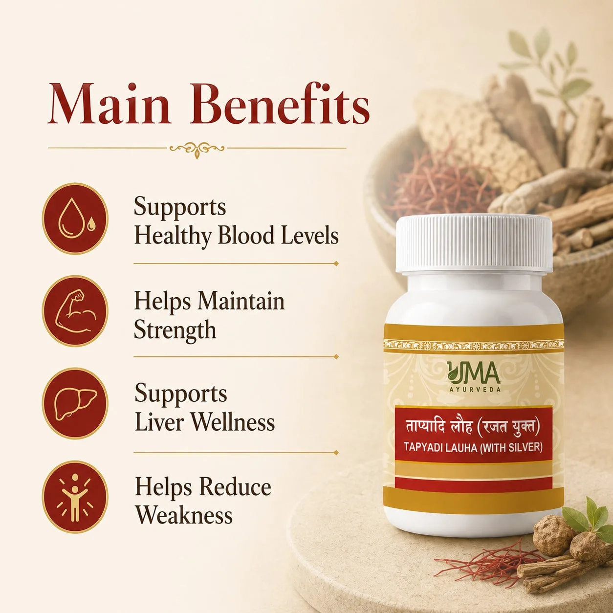 Uma Ayurveda Tapyadi Lauha Tablets | Herbo-Mineral Iron Formula | Liver & Vitality Support-3