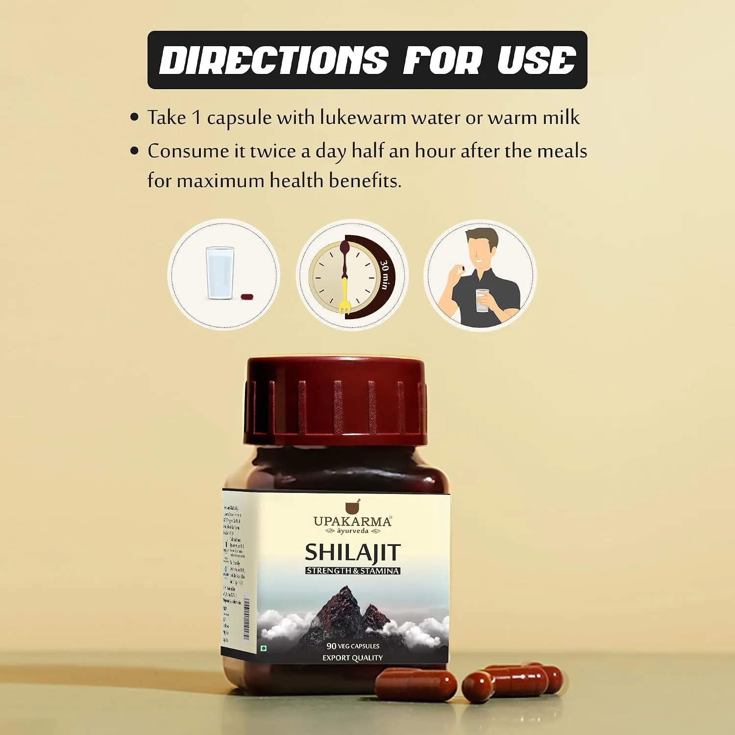 Upakarma Ayurveda SJ Caps | Pure Himalayan Shilajit Capsules | Natural Strength & Stamina Support-6