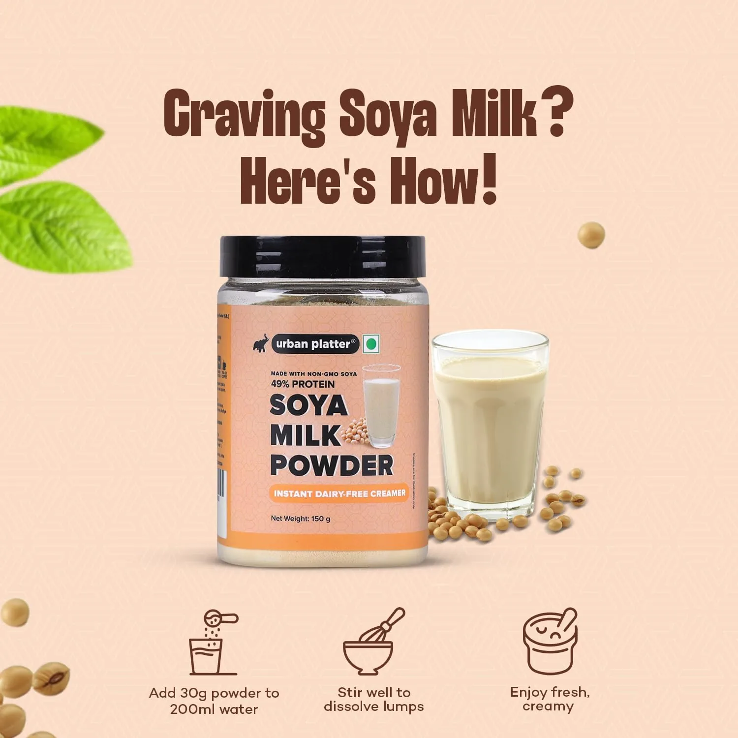 Urban Platter Soya Milk Powder (Soy-Based Dairy Alternative | Unsweetened | 49% Protein | Plant-Based | Non GMO)-3