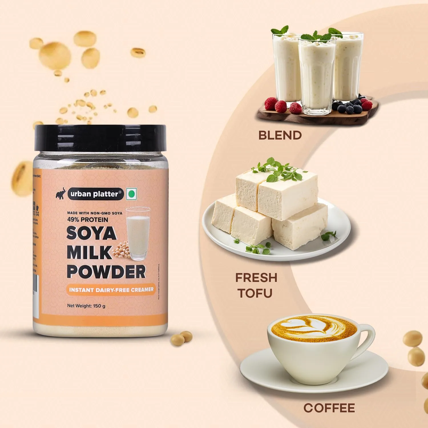 Urban Platter Soya Milk Powder (Soy-Based Dairy Alternative | Unsweetened | 49% Protein | Plant-Based | Non GMO)-5