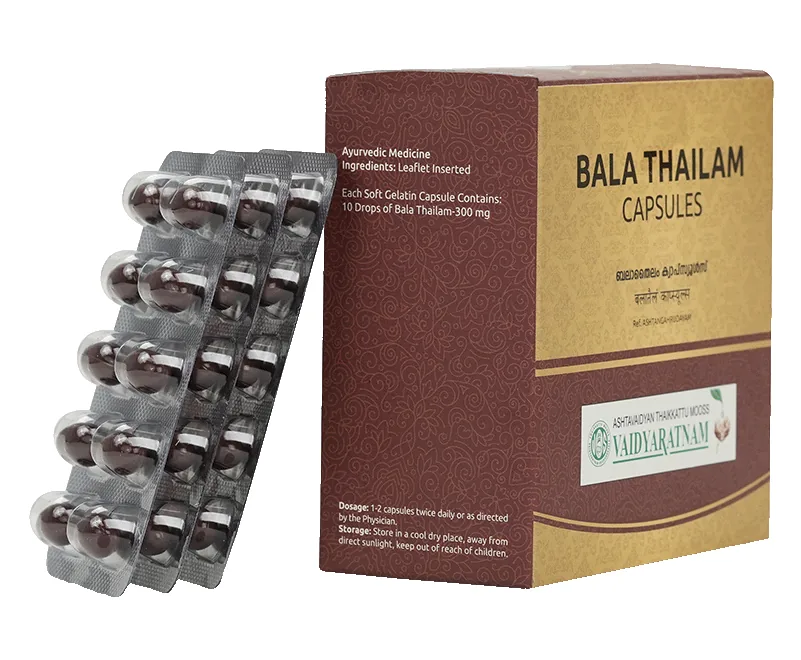Vaidyaratnam Bala Thailam Capsules | Ayurvedic Wellness Support | Vata Balancing Formula-2