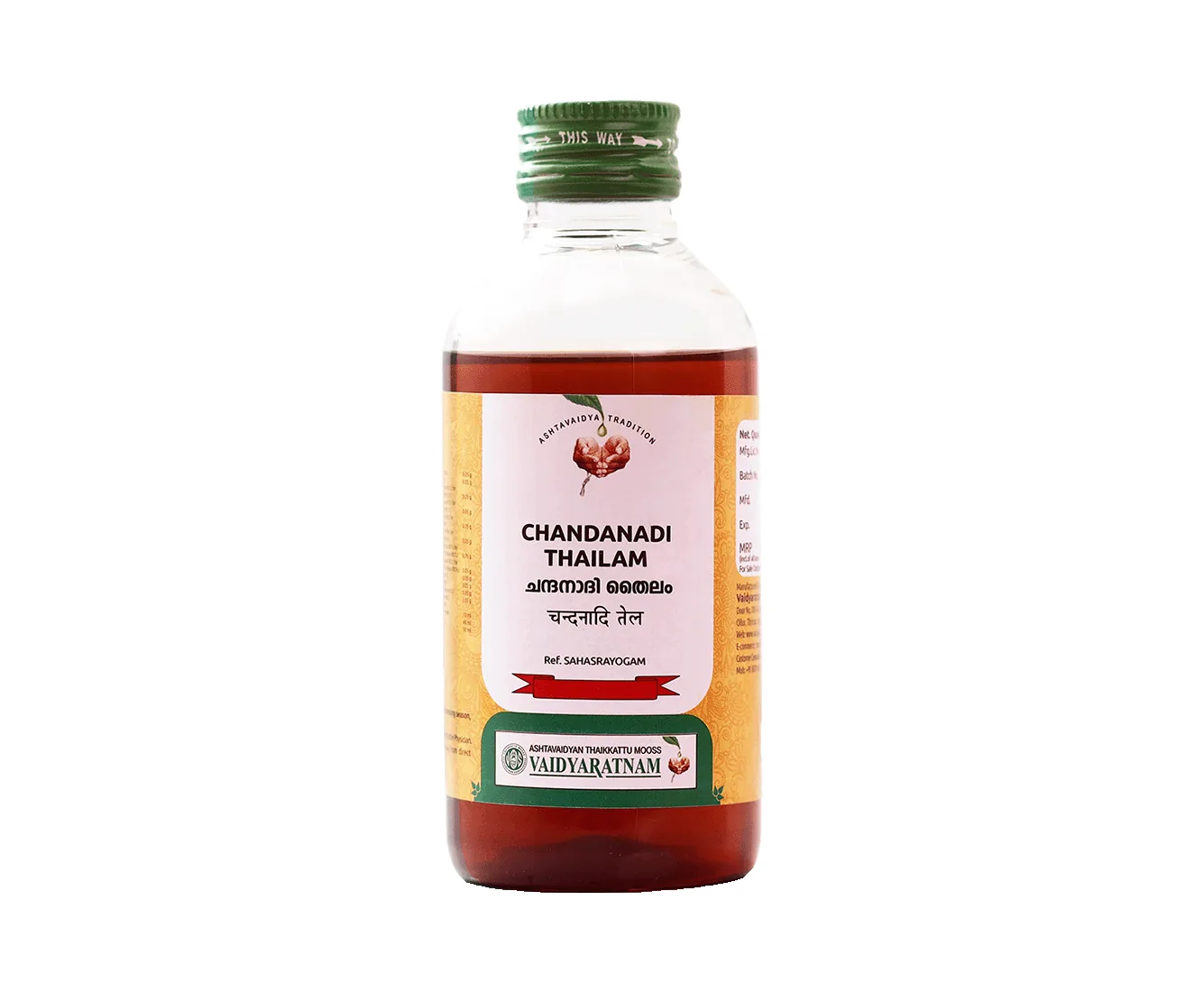 Vaidyaratnam Chandanadi Thailam | Cooling Ayurvedic Massage Oil-1