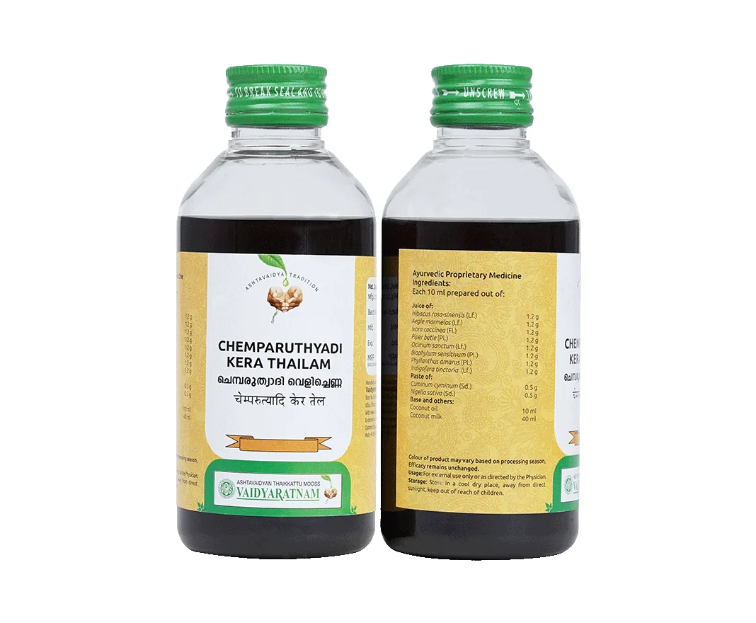 Vaidyaratnam Chemparuthyadi Coconut Oil | Ayurvedic Scalp & Skin Care | Soothing Herbal Kera Thailam-2
