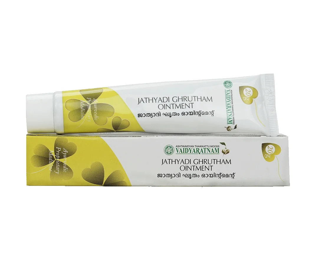 Vaidyaratnam Jathyadi Ghrutham Ointment | Ayurvedic Healing Ghee Balm | Relief for Ulcers & Fissures-1
