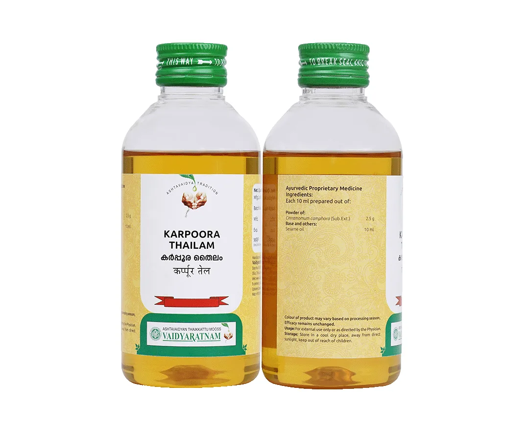 Vaidyaratnam Karpoora Thailam | Ayurvedic Massage Oil | Joint & Muscle Pain Relief-2