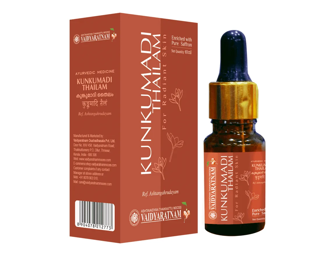 Vaidyaratnam Kunkumadi Tailam | Ayurvedic Facial Oil | Natural Glow and Skin Clarifying Formula-1