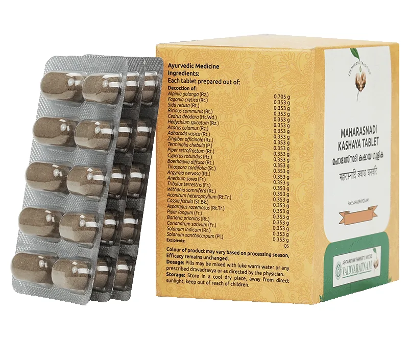 Vaidyaratnam Maharasnadi Kashaya Gulika | Ayurvedic Joint & Nerve Support Tablets-2