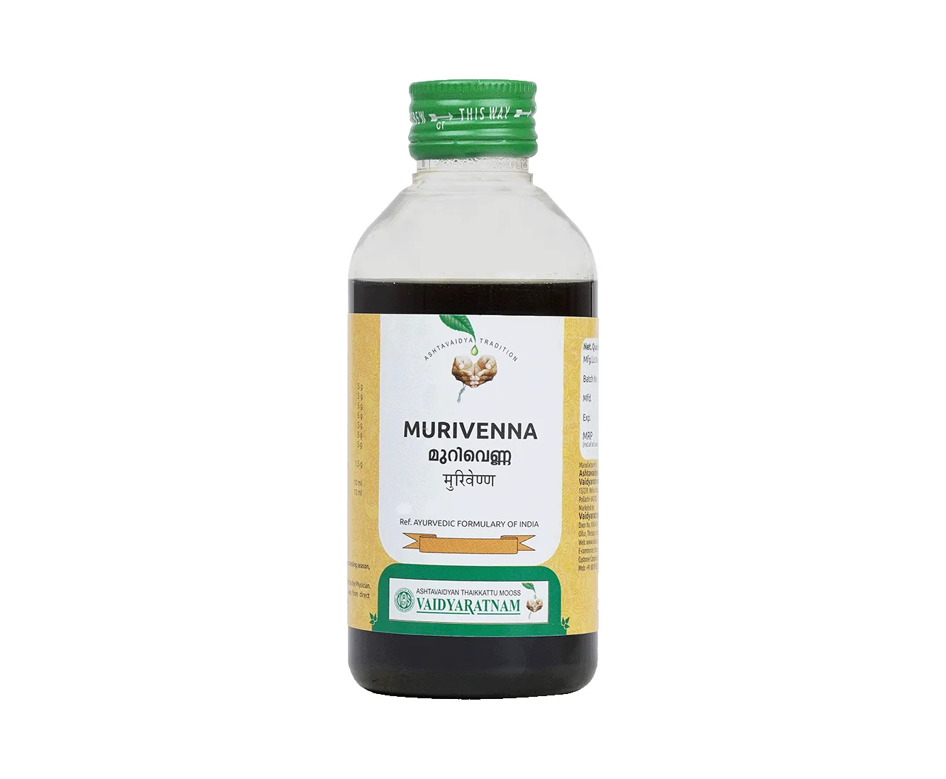 Vaidyaratnam Murivenna | Ayurvedic Medicated Oil | Pain Relief & Wound Healing-1