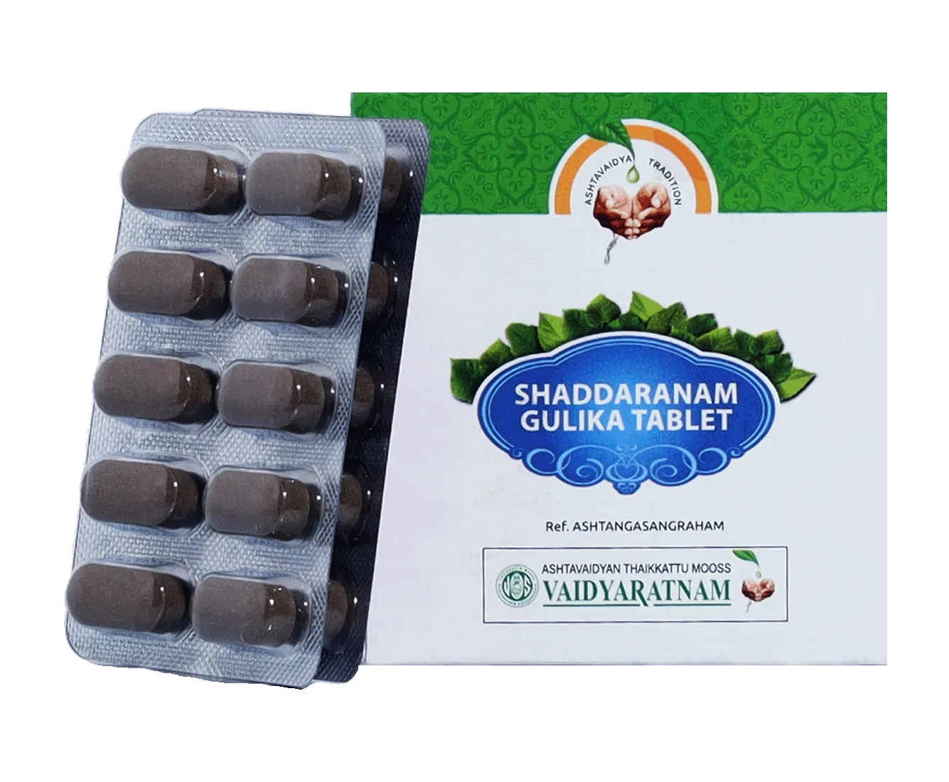 Vaidyaratnam Shaddaranam Gulika Tablets | Ayurvedic Herbal Supplement for Digestive and Skin Wellness-1