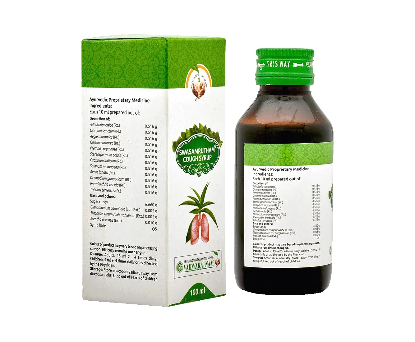 Vaidyaratnam Swasamrutham Cough Syrup | Ayurvedic Respiratory Tonic | Natural Cough & Breathlessness Relief-2