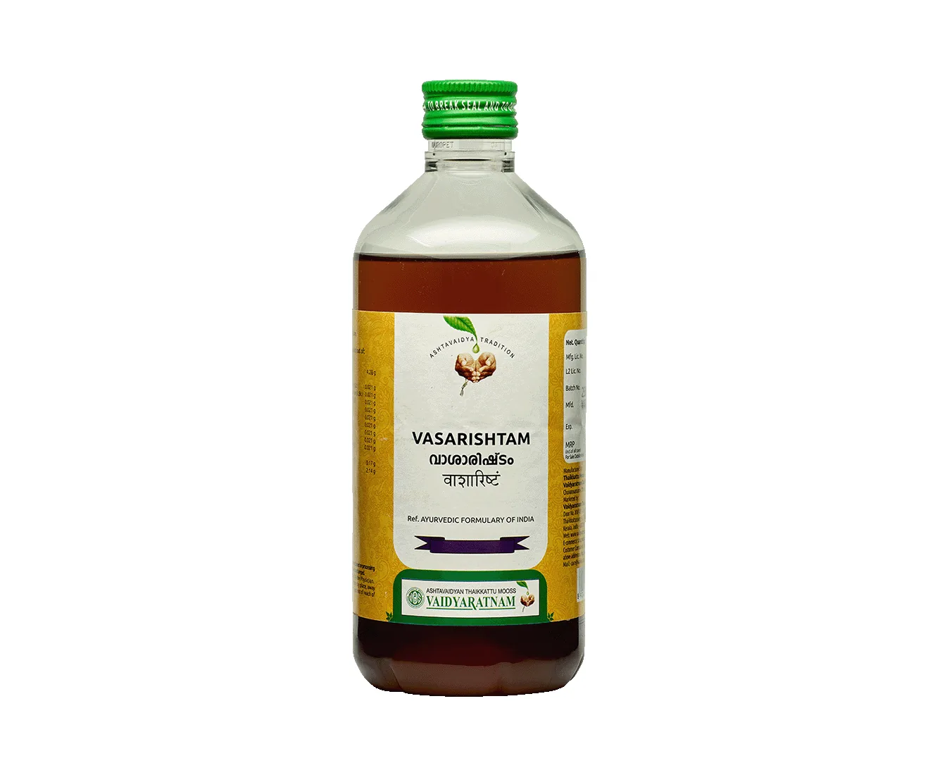 Vaidyaratnam Vasarishtam | Ayurvedic Respiratory Tonic | Traditional Vasa Formulation-1