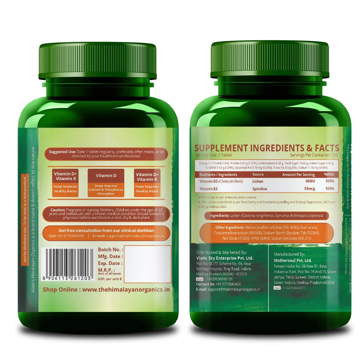 Valdo's Himalayan Organics Vitamin D3 + K2 Promote Healthy Bones Nutraceutical Tablets | Vegan Bone Strength & Heart Support Supplement | Synergistic Calcium Absorption Formula-2