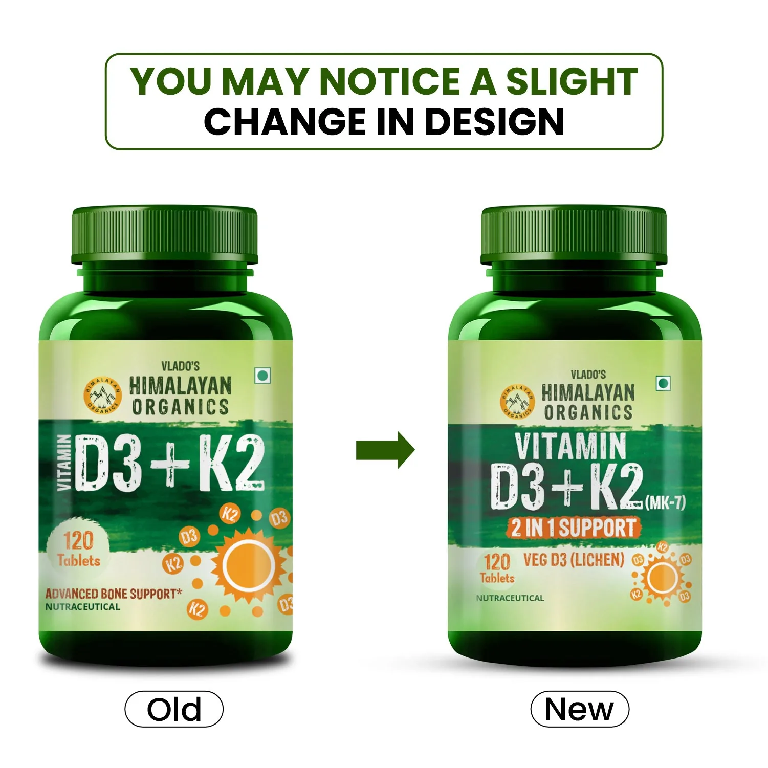 Valdo's Himalayan Organics Vitamin D3 + K2 Promote Healthy Bones Nutraceutical Tablets | Vegan Bone Strength & Heart Support Supplement | Synergistic Calcium Absorption Formula-3