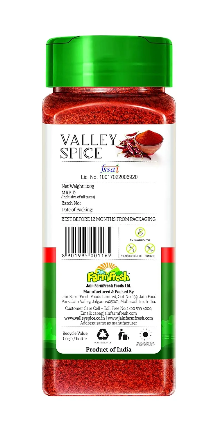 Valley Spice Red Chilli Powder - Fiery & Spicy Valley Spice Red Chilli Powder - Fiery & Spicy--100 gm(Pack of 2)