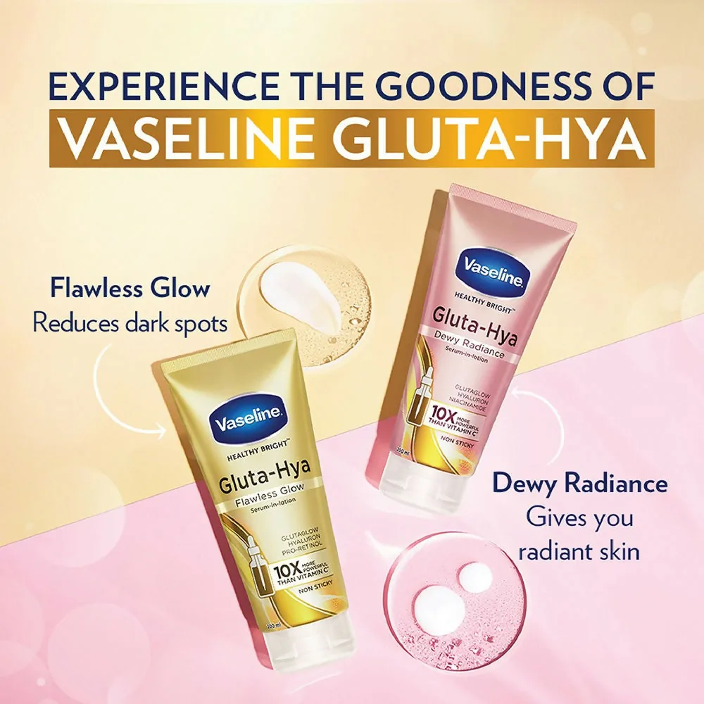 Vaseline Gluta Hya Serum-in-Lotion Combo | Dewy Radiance, Overnight Radiance & Flawless Glow | Advanced Body Skin Care Set-4