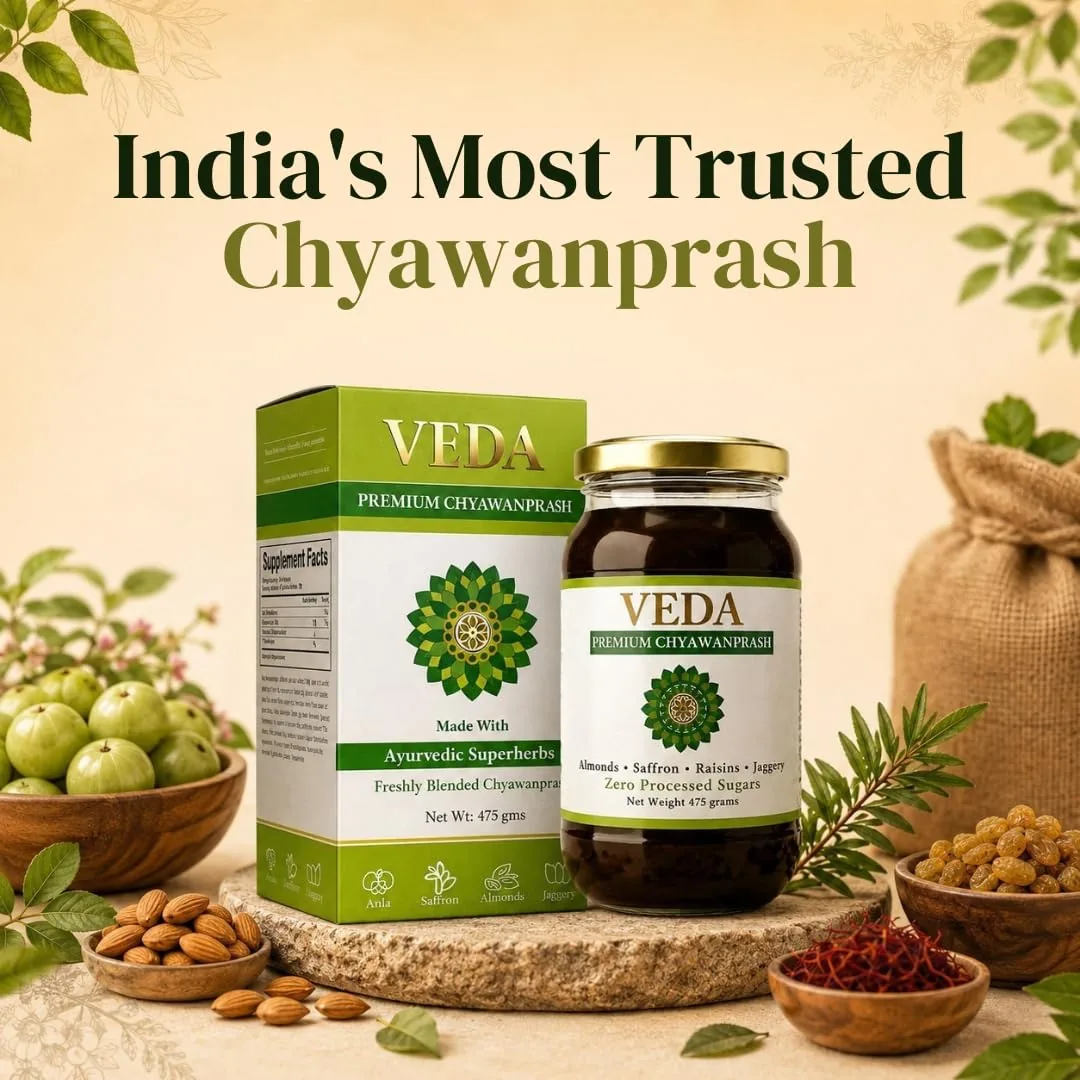 Veda Premium Chyawanprash (Sugar Free) | All-Season Jaggery Chyawanprash | Enriched with Almonds & Saffron-1
