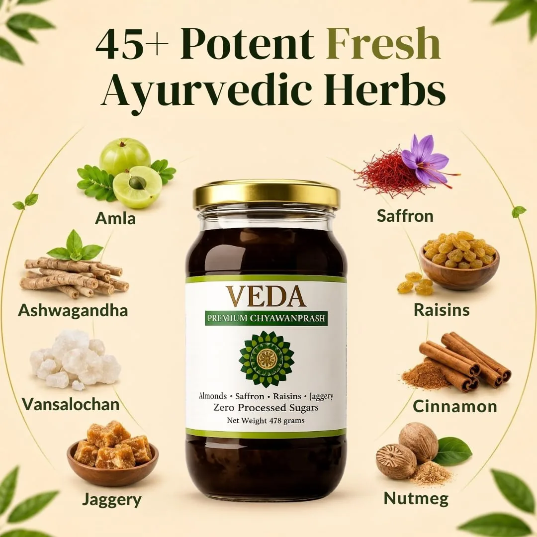 Veda Premium Chyawanprash (Sugar Free) | All-Season Jaggery Chyawanprash | Enriched with Almonds & Saffron-2