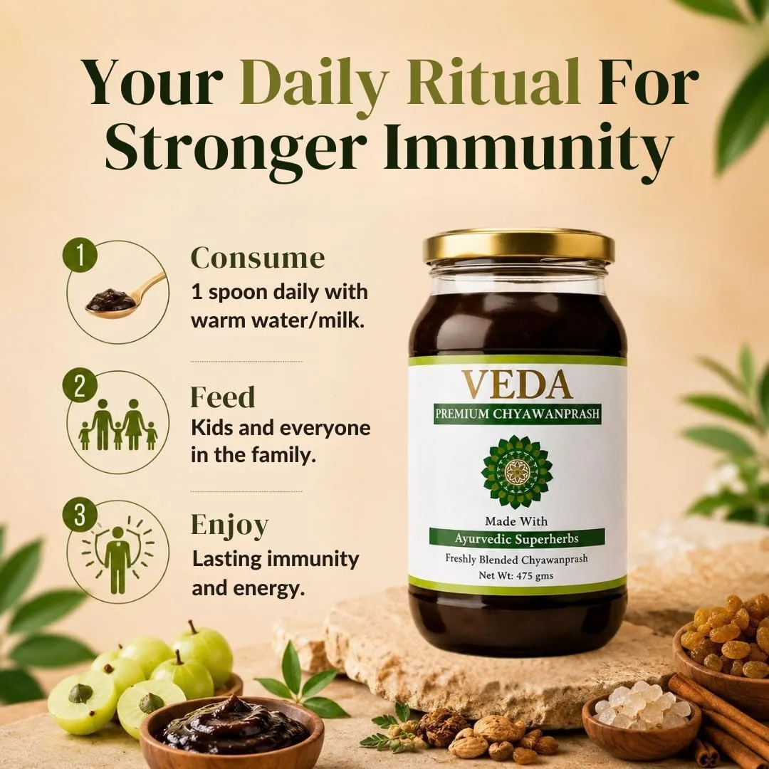 Veda Premium Chyawanprash (Sugar Free) | All-Season Jaggery Chyawanprash | Enriched with Almonds & Saffron-3