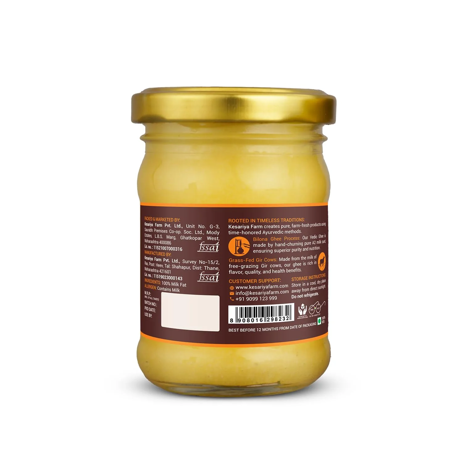 Vedic Ghee Premium A2 Gir Cow Cultured Ghee | Traditional Bilona Churned Desi Ghee | Pure Grass-Fed Cow Ghee-2