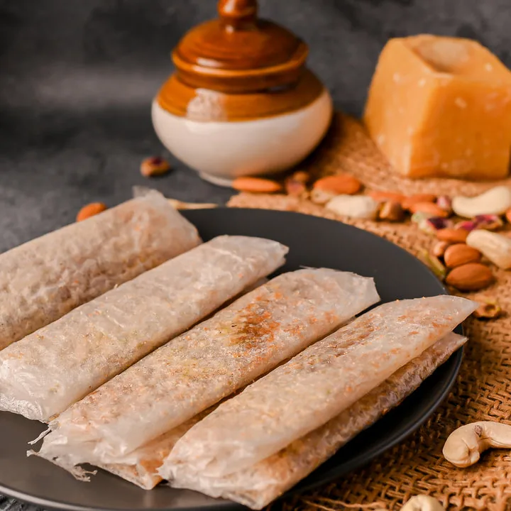 Vellanki Foods Dry Fruit Pootharekulu with Jaggery | Edible Rice Paper Sweet | Traditional Andhra Dessert-1