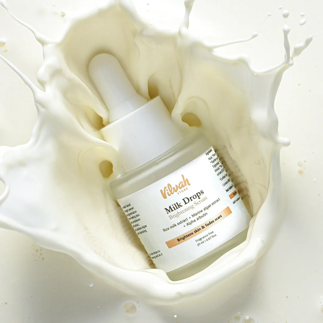 Vilvah Store Milk Drops Brightening Serum | Plant-Based Face Serum | Natural Skin Brightening and Hydration