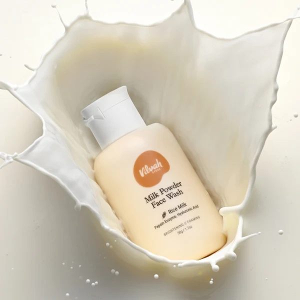 Vilvah Store Milk Powder Face Wash | Powder-to-Foam Cleanser | Gentle Exfoliation & Hydration-2