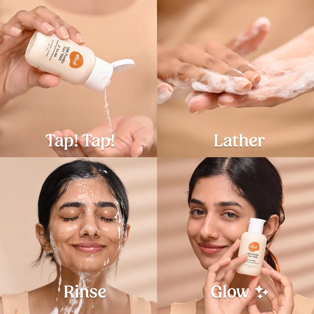Vilvah Store Milk Powder Face Wash | Powder-to-Foam Cleanser | Gentle Exfoliation & Hydration-5