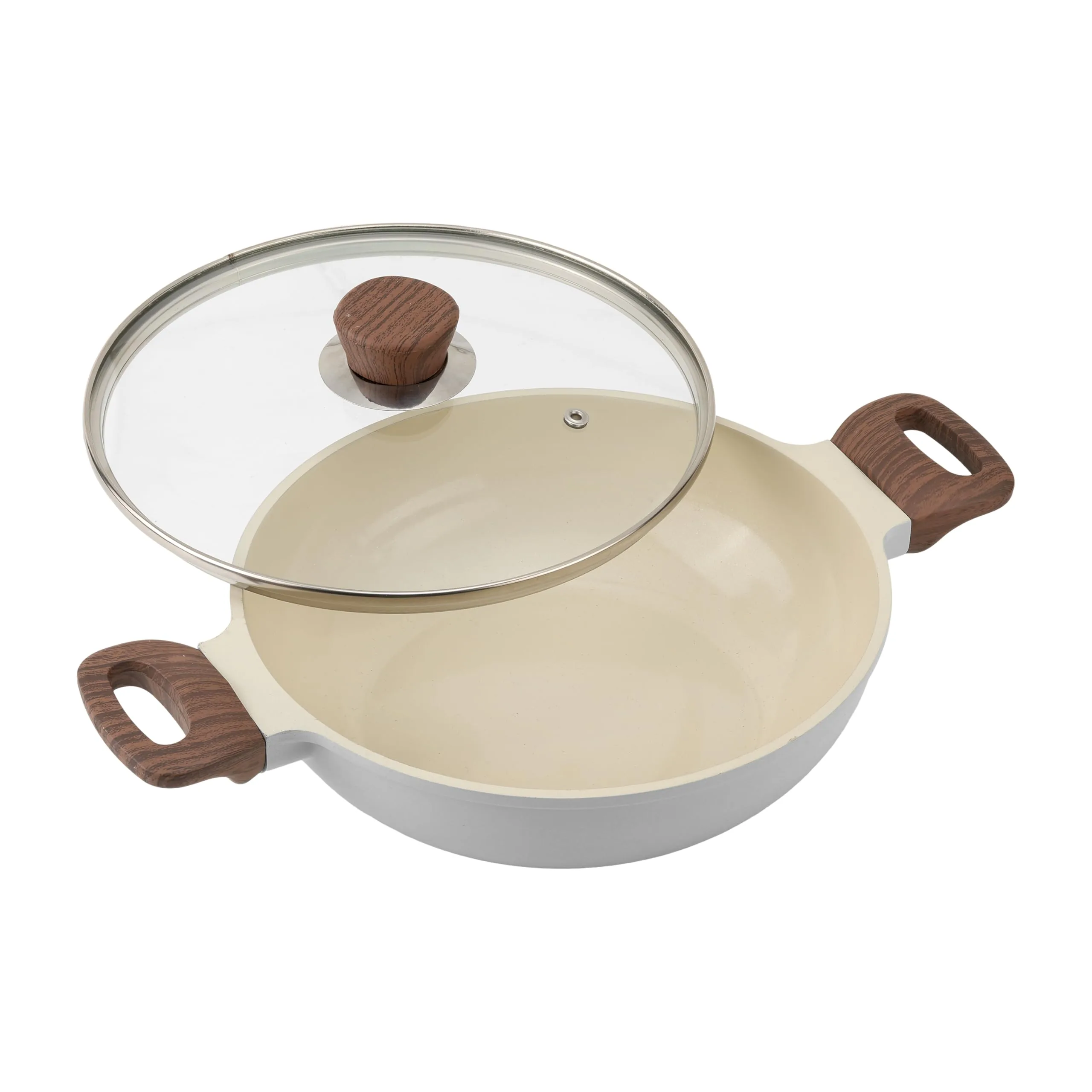 Vinod Ceravit Ceramic Non Stick Deep Kadai with Glass Lid – 24 cm, 2.4 Ltr Vinod Ceravit Ceramic Non Stick Deep Kadai with Glass Lid – 24 cm, 2.4 Ltr - 2.4 l