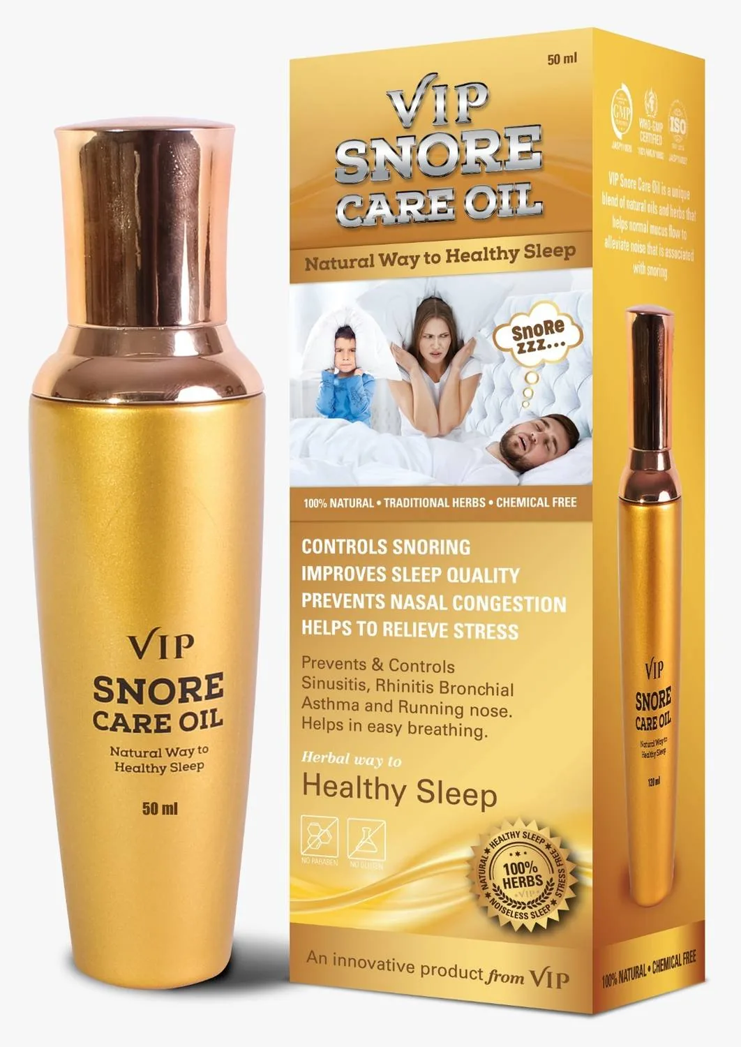 Vip Natural Snore Care Oil | Herbal Anti-Snoring Scalp Massage Blend | Deep Sleep & Nasal Airflow Support 50 ml