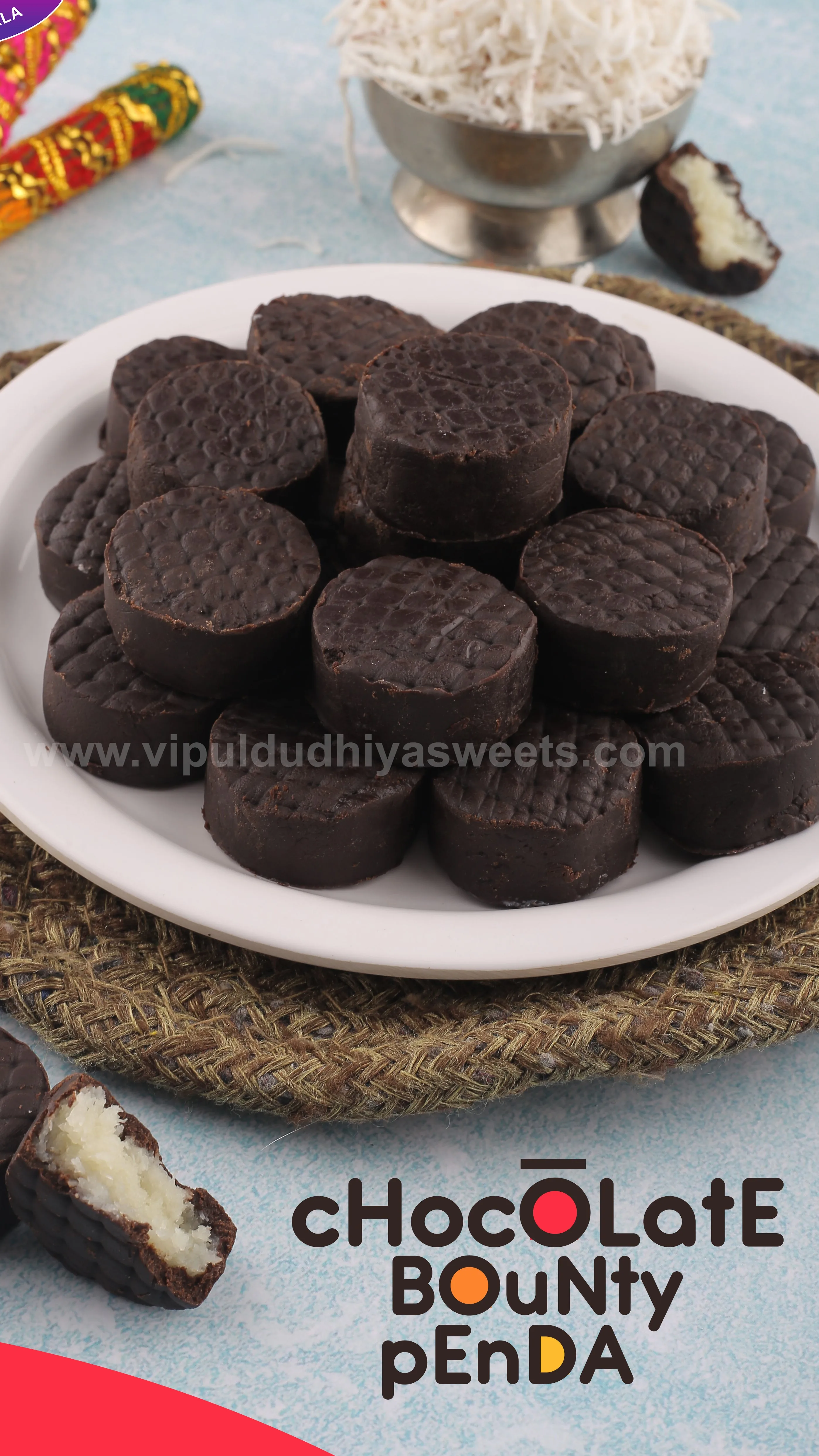Vipul Dudhiya Prasadiya Chocolate Bounty | Fusion Khoya Peda | Authentic Gujarati Mithai 500 gm