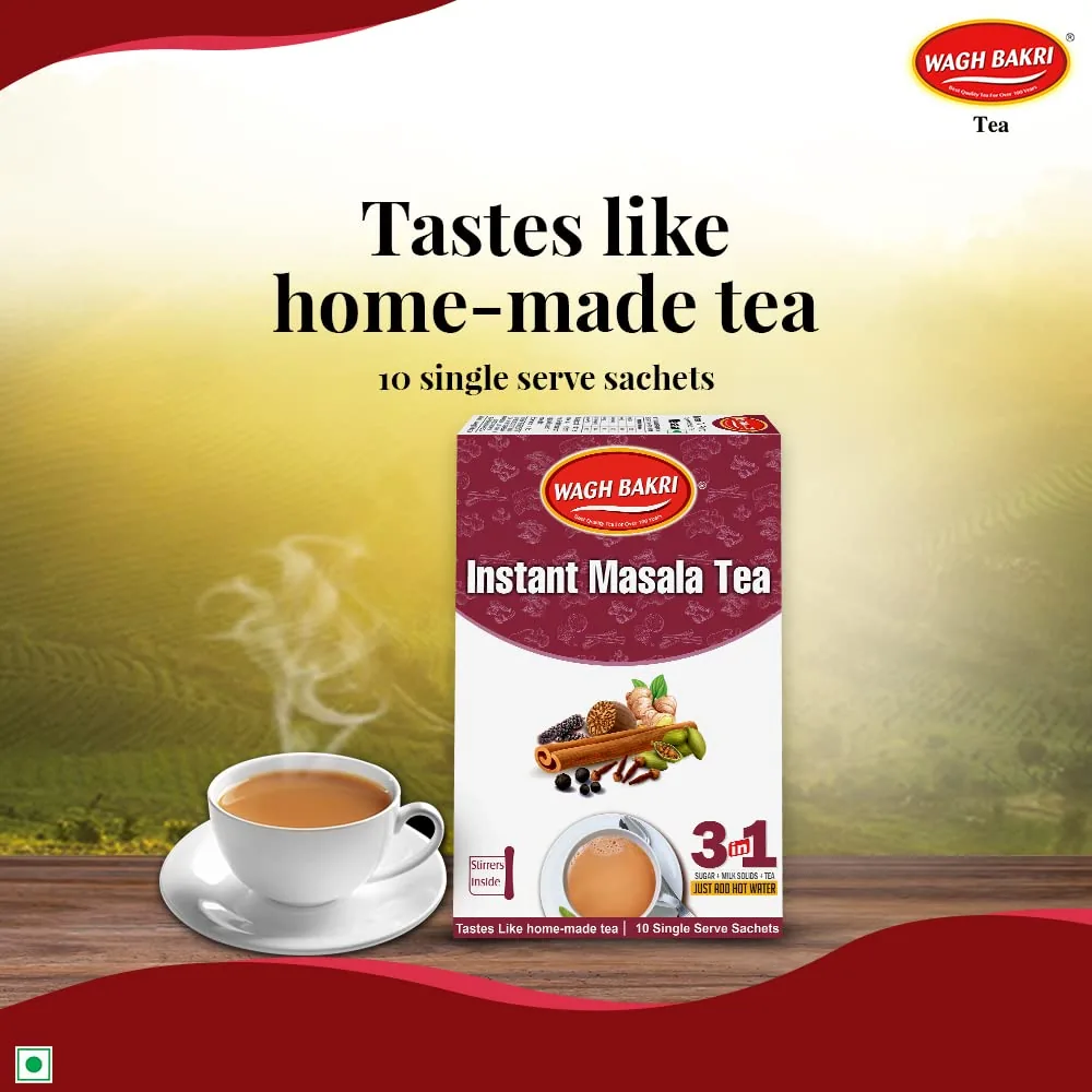 Wagh Bakri Instant Masala Tea Premix | 3-in-1 Spiced Chai | Quick Hot Beverage-2