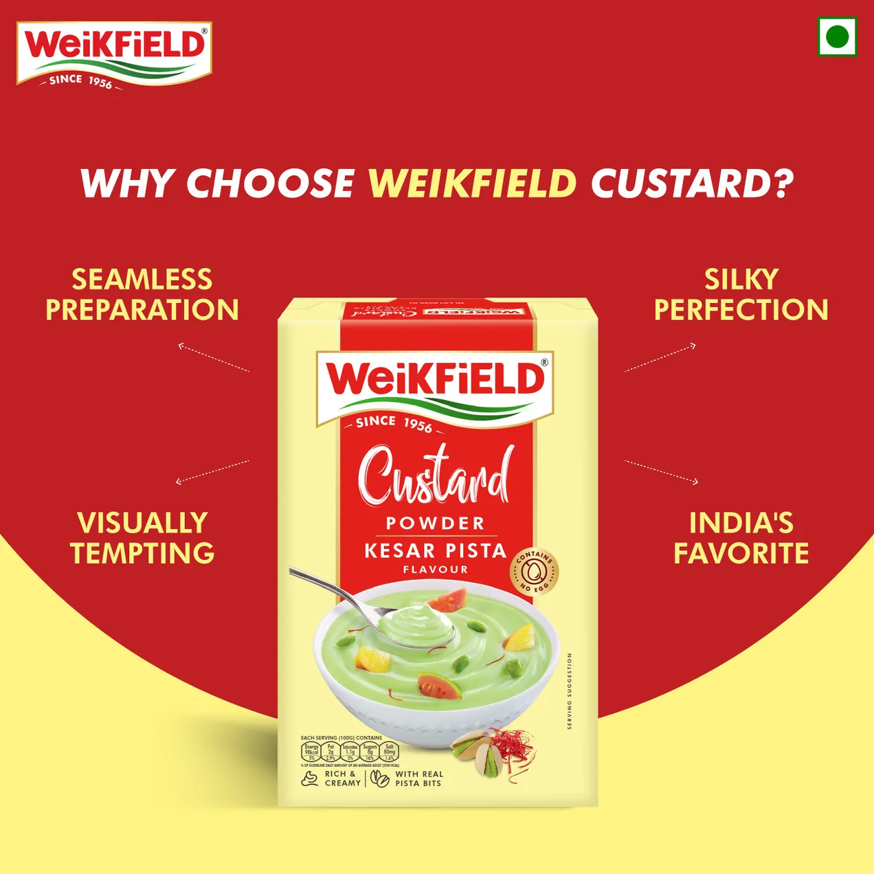 Weikfield Custard Powder - Kesar Pista Flavour-6