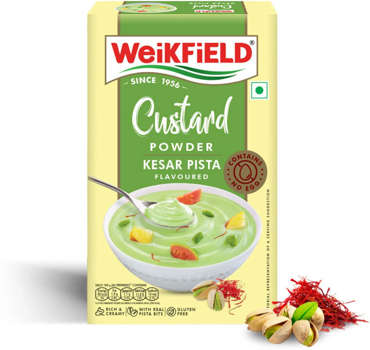 Weikfield Custard Powder - Kesar Pista Flavour Weikfield Custard Powder - Kesar Pista Flavour--75g