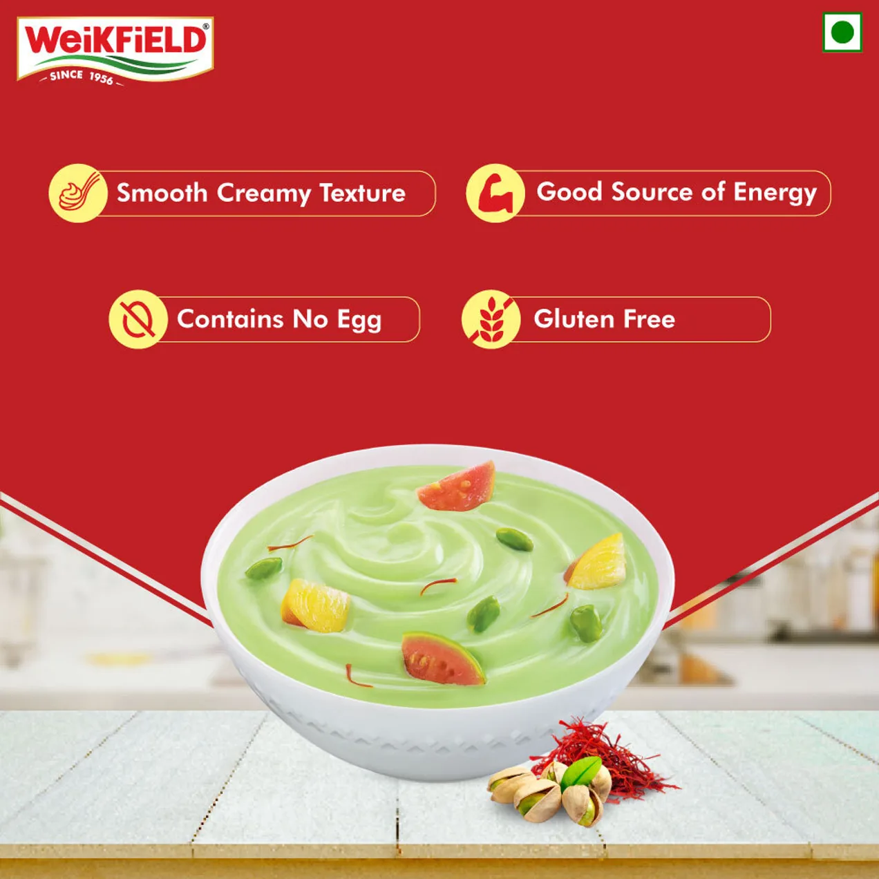 Weikfield Custard Powder - Kesar Pista Flavour-3