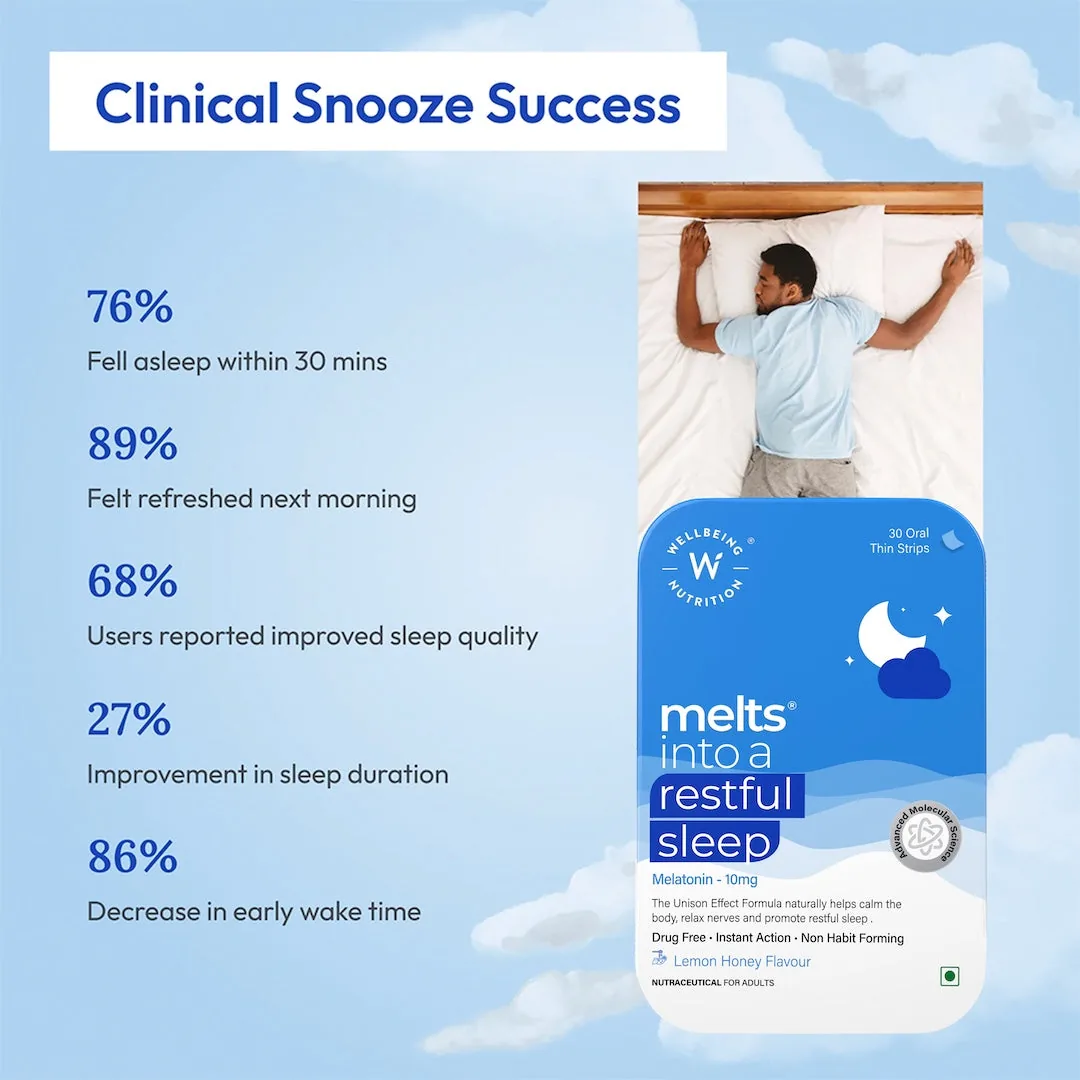 Wellbeing Nutrition Melts Restful Sleep & Melts Into Multivitamins Oral Strips Combo | Daily Wellness & Sleep Support | Fast-Dissolving Oral Thin Strips-7